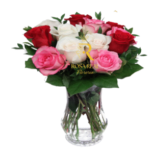 Florero Elegancia de Rosas Tricolor