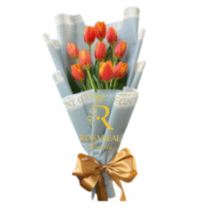 Ramo de 10 tulipanes bicolor envueltos en papel elegante