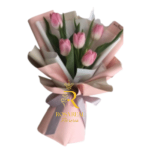 ramo elegante de 5 tulipanes para regalo a domicilio