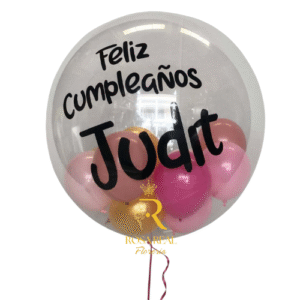 Globo burbuja transparente con nombre personalizado y globos internos