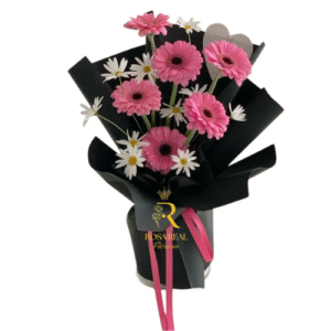 Ramo de 6 gerberas frescas y coloridas en presentación elegante – Rosa Real