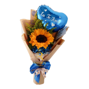 ramo de girasol con globo personalizado