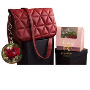 Llavero con rosa preservada en esfera de cristal